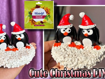 Christmas DIY || cute penguins || mouldit clay art || Christmas gift || kids art