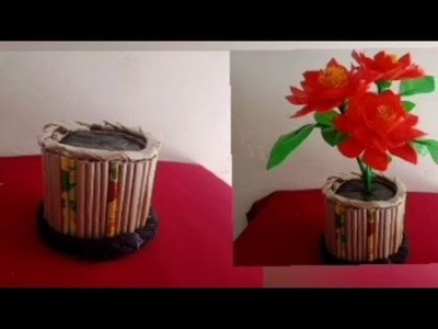 Creations from former Duct Tape rolls || Tutorial on Making a Flower Vase