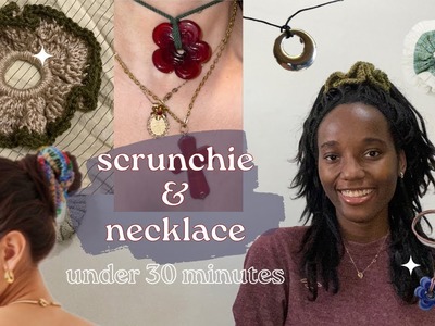 Crochet Necklace & Scrunchie ❁ projects under 30 minutes ❁ easy beginner gifts