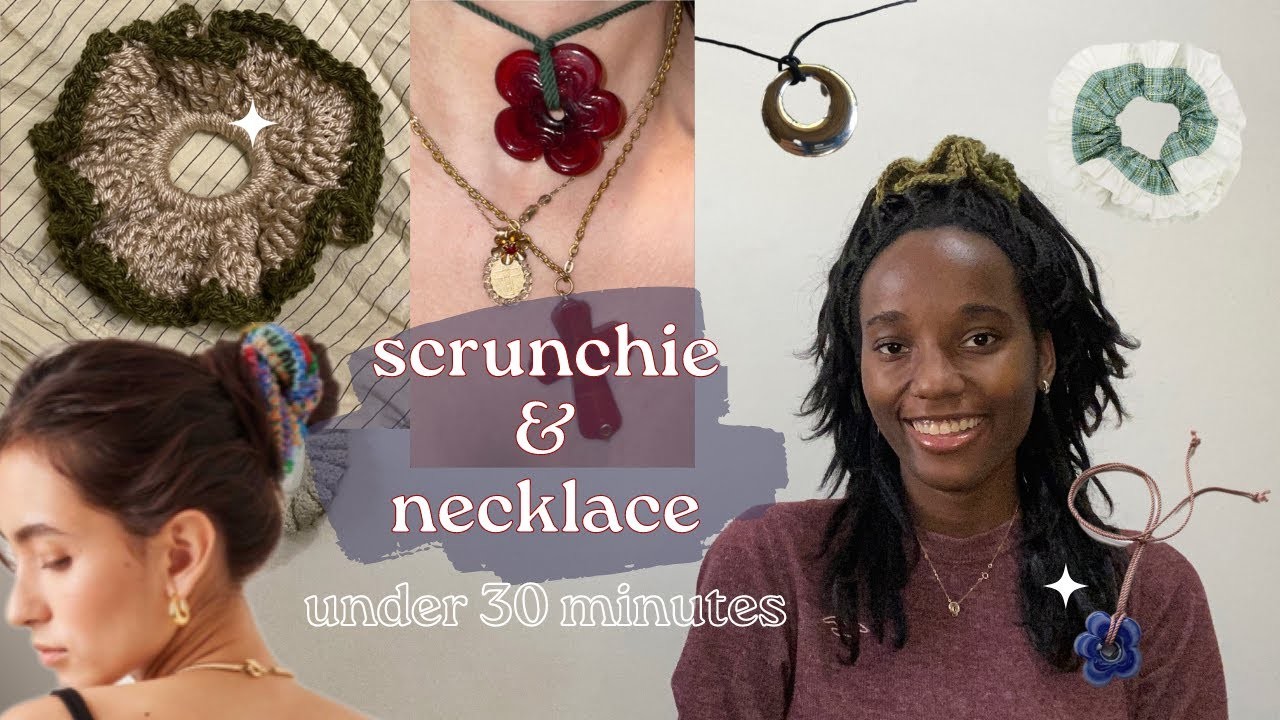 Crochet Necklace & Scrunchie ❁ projects under 30 minutes ❁ easy beginner gifts