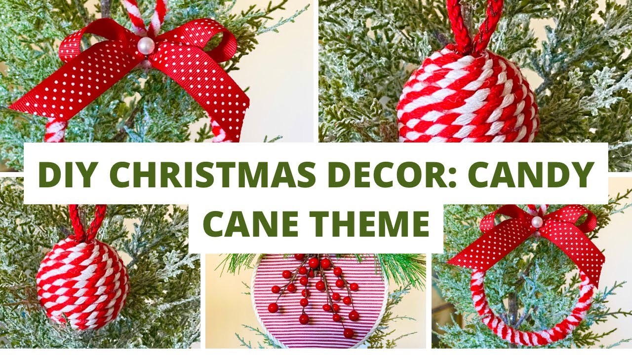 DIY Christmas Decorations: Candy Cane. Peppermint Theme #christmasdecoration #candycane #peppermint