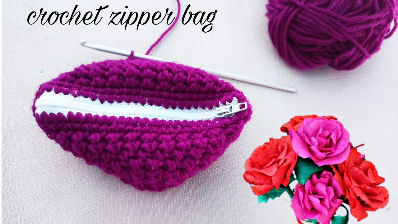 DIY Crochet bag with zipper | How to crochet ZIP bag purse.