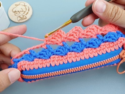 DIY Crochet Zipper Purse | Wonderful 2Tones Crochet Stitch Pattern | ViVi Berry DIY