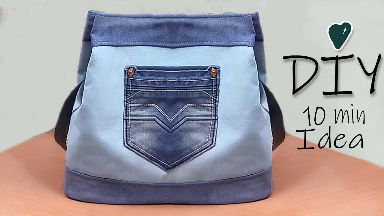 DIY CUTE JEANS TOTE BAG TUTORIAL | Jeans Transform Recycle