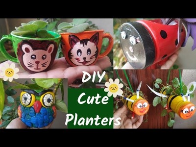 DIY Cute Planters from waste material #DIY Planters #Garden decor #Owl planter #???? and ???? planter