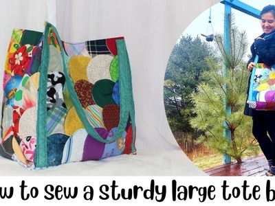 DIY Large Tote Bag.Sew a Patchwork Grocery Bag.DIY Shopping Bag
