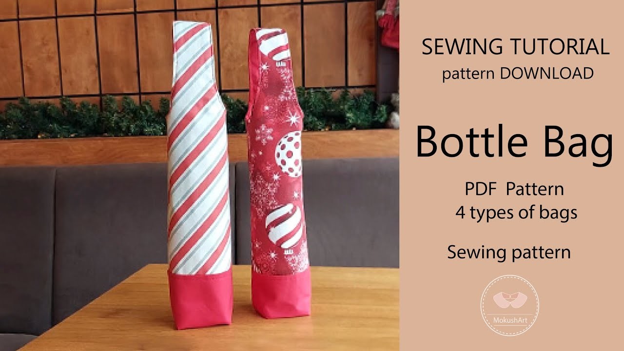 DIY sewing a BAG for wine.champagne or water bottles Sewing Tutorial+ Pattern Download. Bag pattern
