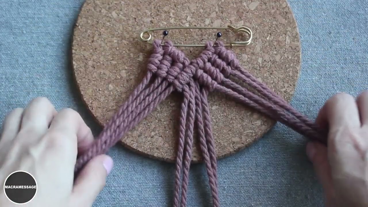 DIY: Tutorial Macrame Heart. Safety Pin Brooch with Cross Knot