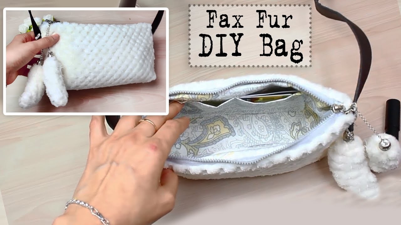 DIY WINTER PURSE BAG TUTORIAL Cute Faux Fur Bag With Pockets Inside