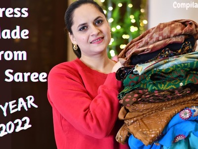 Dresses Made from Old Sarees in 2022 #reuseoldsaree #repurposed #upcycleoldsaree #sareereuseideas