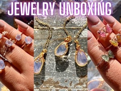 Gorgeous Crystal Jewelry Unboxing, Lavender Moon Quartz, Jade and Rainbow Tourmaline! ASMR Sounds!