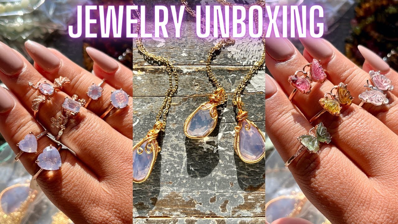 Gorgeous Crystal Jewelry Unboxing, Lavender Moon Quartz, Jade and Rainbow Tourmaline! ASMR Sounds!