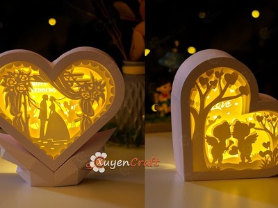 How To Make Heart Lantern Shadow Box for Valentines Day, Happy Wedding SVG for Cricut Projects