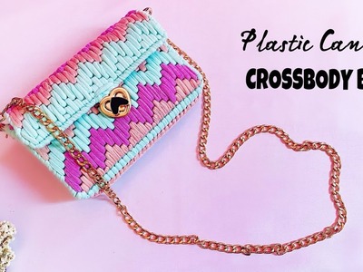 How To Make Plastic Canvas CrossBody Bag | T-shirt Yarn Sling Bag DIY