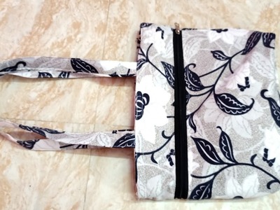 Magic Shopping Bag - EASY METHOD | DIY 2 Compartment   and 3 Pockets Purse Bag Making at Home |