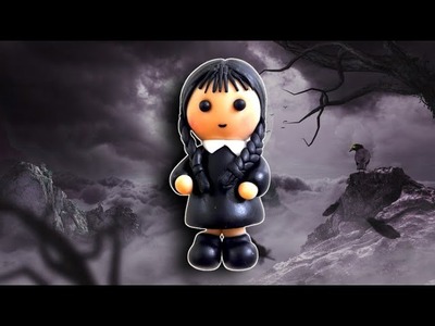 Make a miniature Wednesday Addams with polymer clay easily. best technique & idea #DIY #howto #how