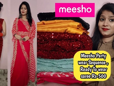 Meesho Wedding Wear trending saree Haul | Meesho Saree Haul | Meesho Party wear sequence saree