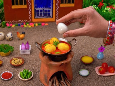 Miniature Roasted Egg Masala | Egg Curry Recipe | Tiny Foodkey | Egg Gravy