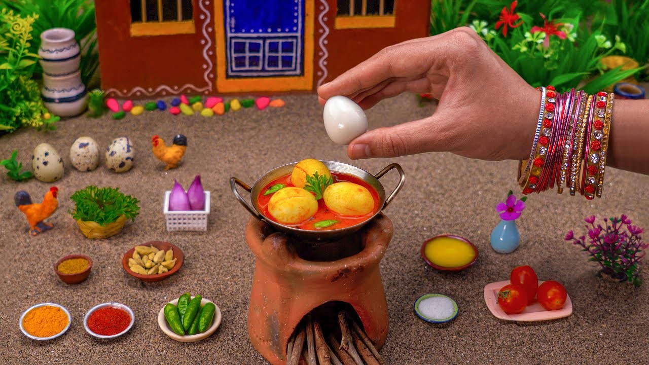 Miniature Roasted Egg Masala | Egg Curry Recipe | Tiny Foodkey | Egg Gravy