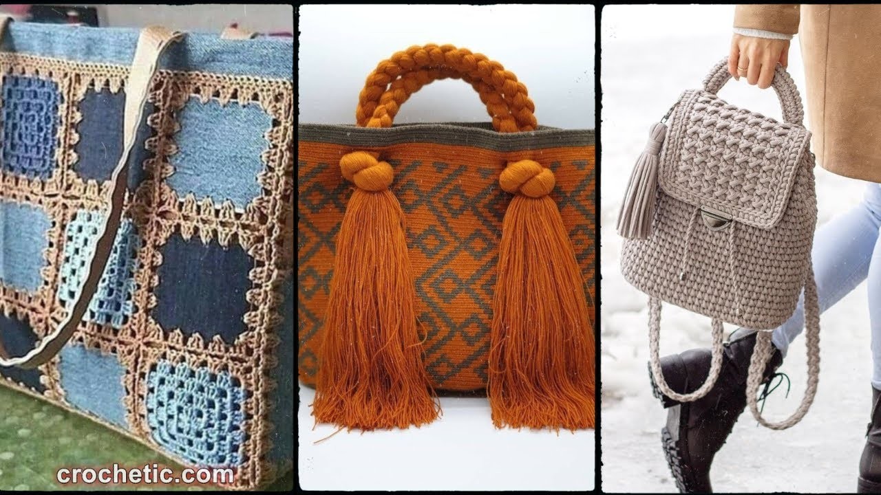 Modern Style Hand Knitted Crochet Hand Bags Designs Ideas2023