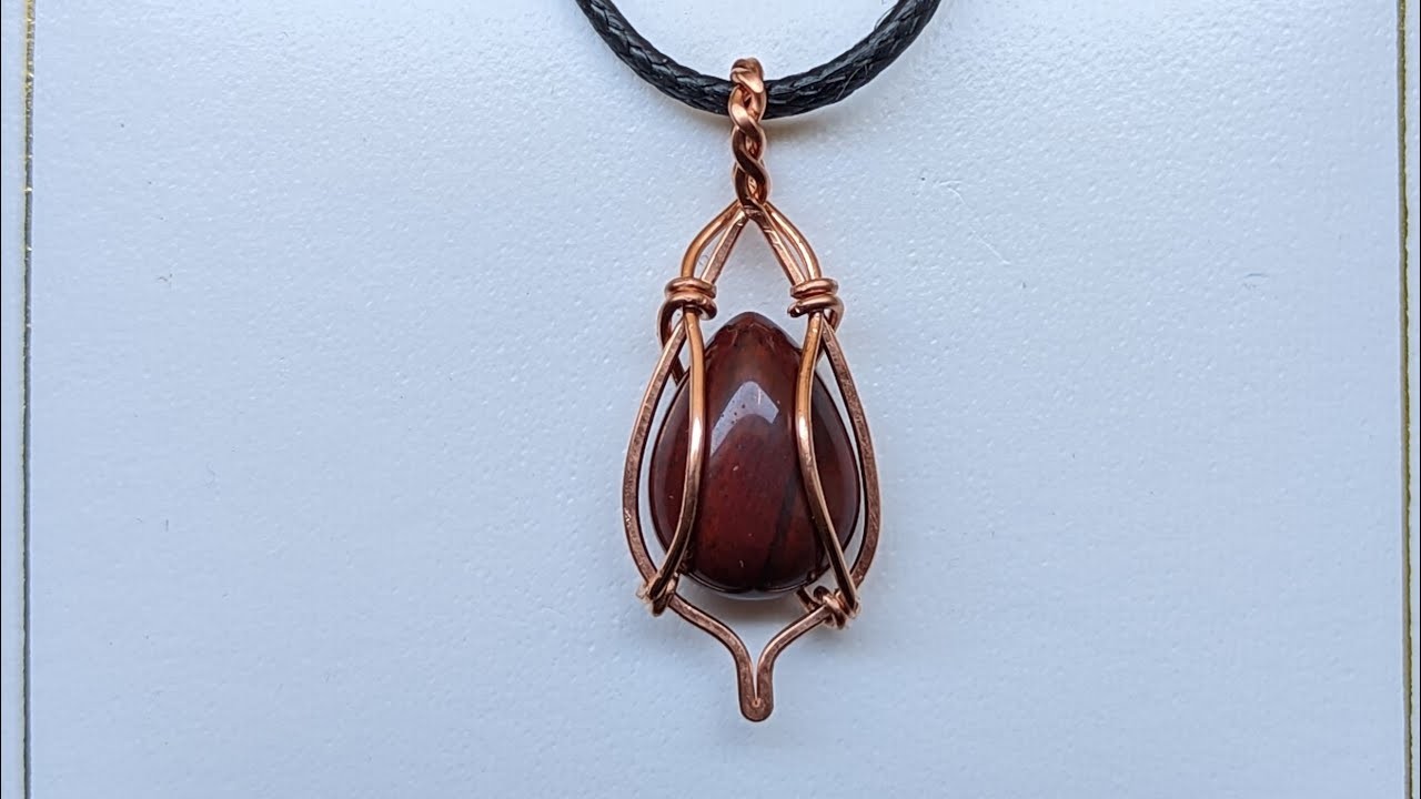 Teardrop Cabochon Wire Wrapped Pendant Tutorial Using 1 Piece of Round Wire