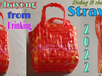 Tutorial to make bayong from drinking straw.Diy straw bag.Straw craft ideas