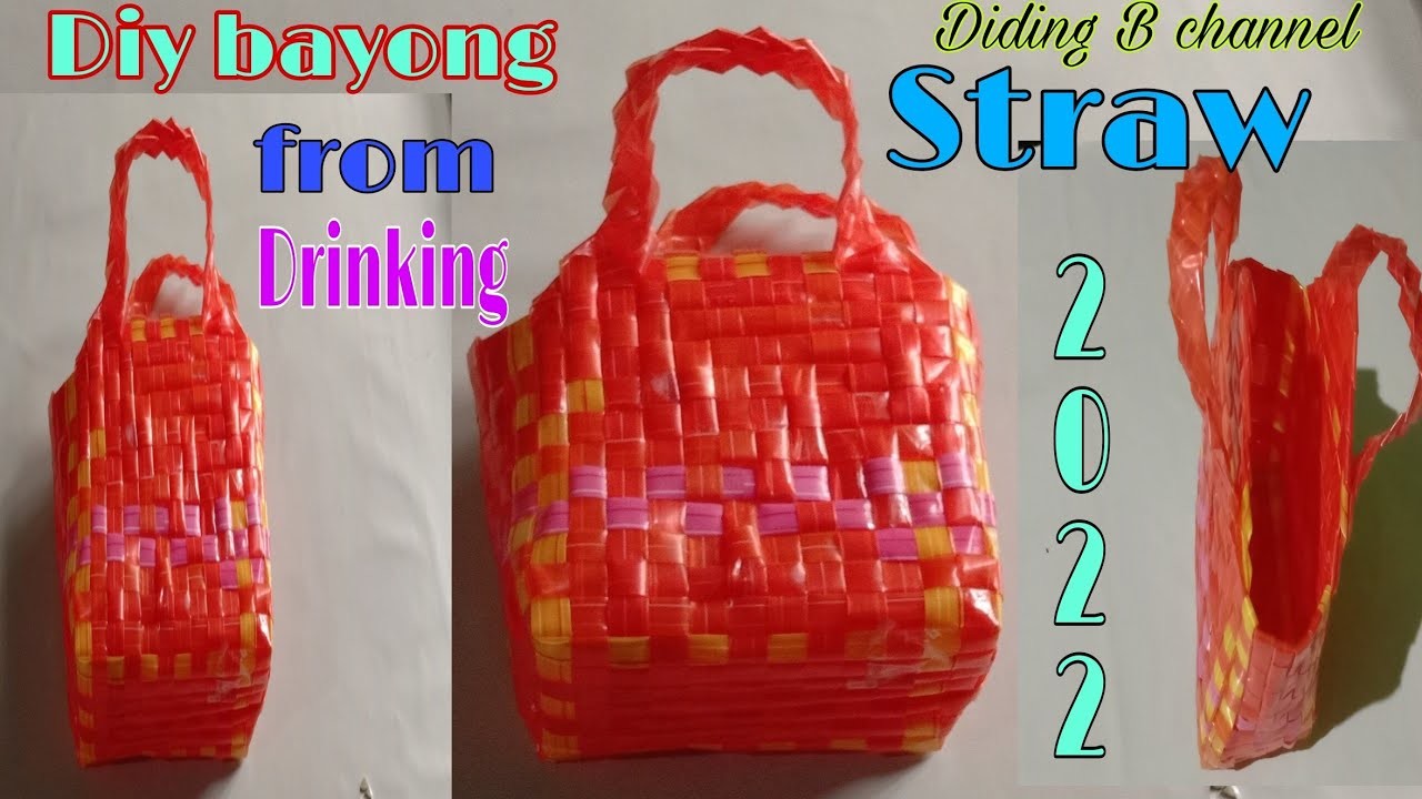 Tutorial to make bayong from drinking straw.Diy straw bag.Straw craft ideas