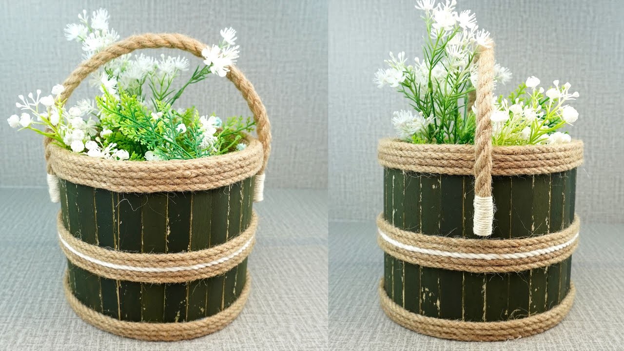 You Can Recycle A Plastic Bottles Into A Pretty Storage Basket. Diy Storage Basket At Home