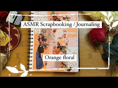 ASMR no talking| How to Scrapbook. Journal - Orange theme | Scrapbook. Creative Journal inspiration