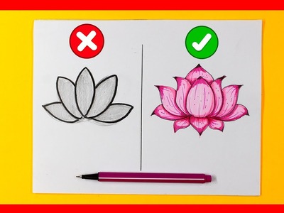 ????Como Dibujar una Flor de LOTO Facil y paso a paso - How to Draw a Lotus Flower Easy - Easy Art
