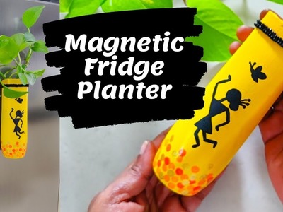 DIY Fridge Magnets | DIY Magnetic Fridge Planter | Reusing waste plastic Bottles I kitchen Decor.