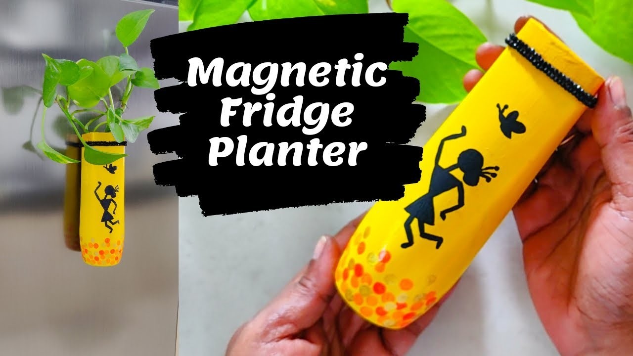 DIY Fridge Magnets | DIY Magnetic Fridge Planter | Reusing waste plastic Bottles I kitchen Decor.