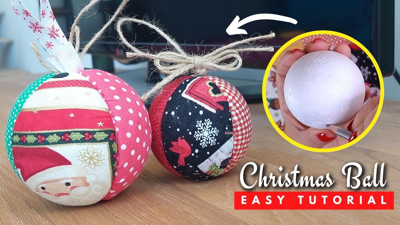 DIY Patchwork Christmas Balls | No Sew Quilted Christmas Tree Ball Ornament #vlogmas Day 15