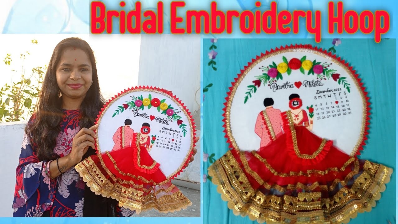 Embroidery hoop | Designer embroidery hoop for bride and groom #embroidery #embroideryhoopart #diy