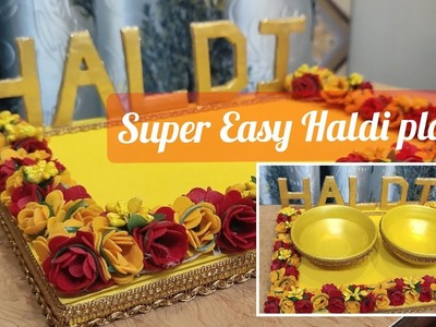 Haldi thali decoration at home | Haldi plate decoration with old jewllery | Easy haldi platter | DIY
