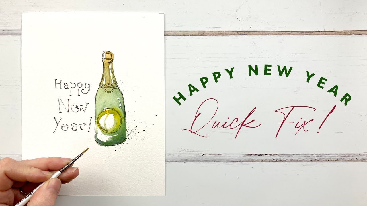 Happy New Year! Paint A Watercolour Champagne Bottle