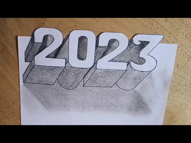 How to draw 2023 Number !! Art on paper. 3d Drawing. Drawing with shadow Number. Happy new year.