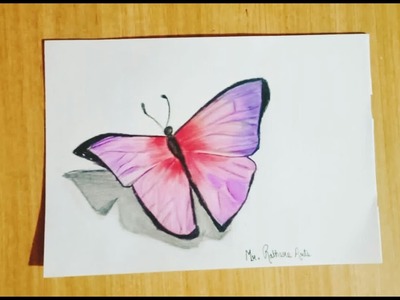 How to draw 3D Butterfly drawing with colour pencil step by step | creative drawing tutorial |