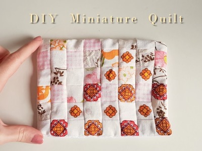 How to make a miniature quilt . DIY mini patchwork blanket, easy tutorial . Dollhouse furniture