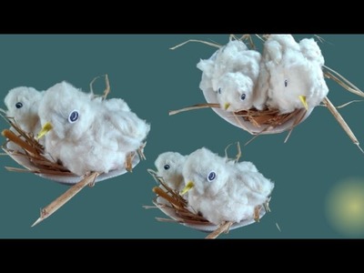How to make cotton bird easy.How to make cotton bird at home#Suriartandcrafts  @Suriartandcrafts ​