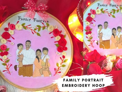 How to make Family portrait embroidery hoop at home | hoopart| hand embroidery| home decor