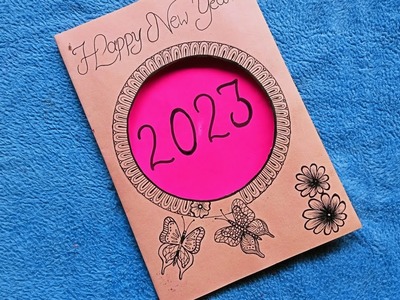 How To Make New Year Card 2023.Reuse Old Wedding Card. Happy New Year Drawing For Card Making