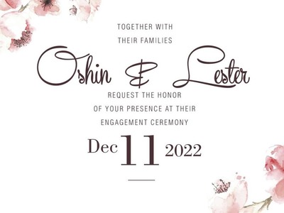 Join us Virtually for the Engagement Ceremony of Oshin with Lester