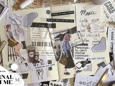 Journal with me | white and black theme ???? | scrapbooking ideas (no talking)