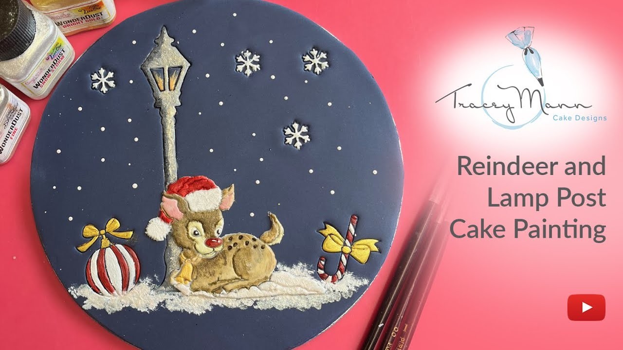Patchwork cutters - Reindeer and Lamp Post Cake Painting with Tracey Mann