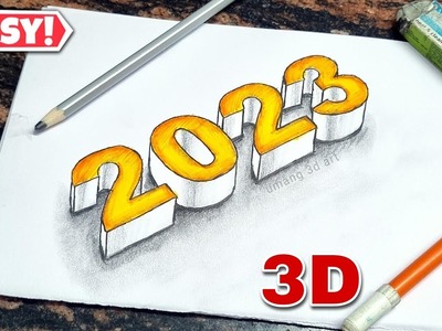 2023 Happy New Year 3D Drawing. 2023 Drawing 3D. 2023 3D Text. 3D writing 2023. 2023 Drawing