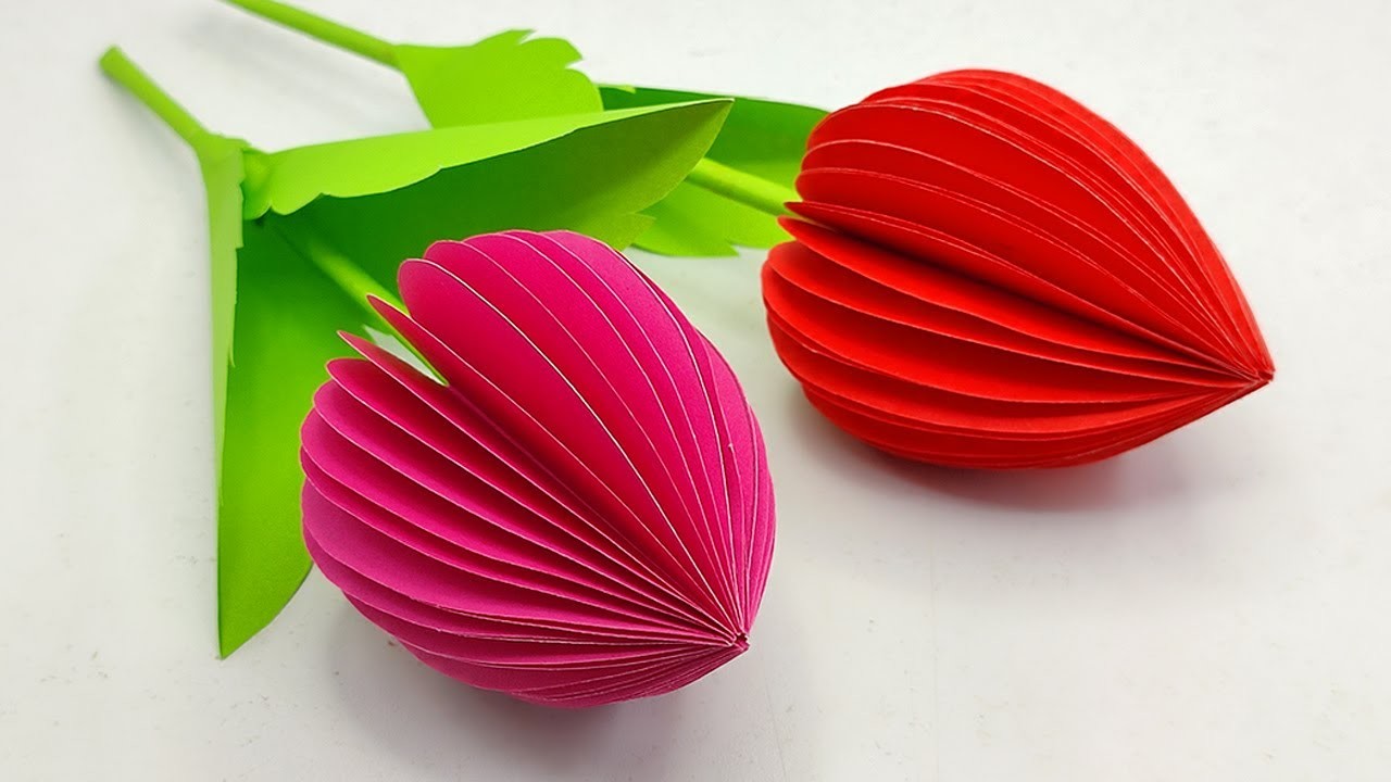 3D Paper Flower Making | Paper Flowers for School Project