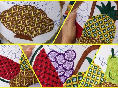 A que no has visto esta puntada de un canasto con frutas????????????embroidery for beginners