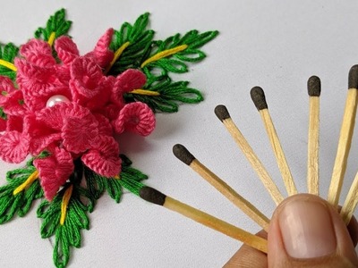 Amazing Hand Embroidery Flower design idea.Easy Hand Embroidery Flower design trick