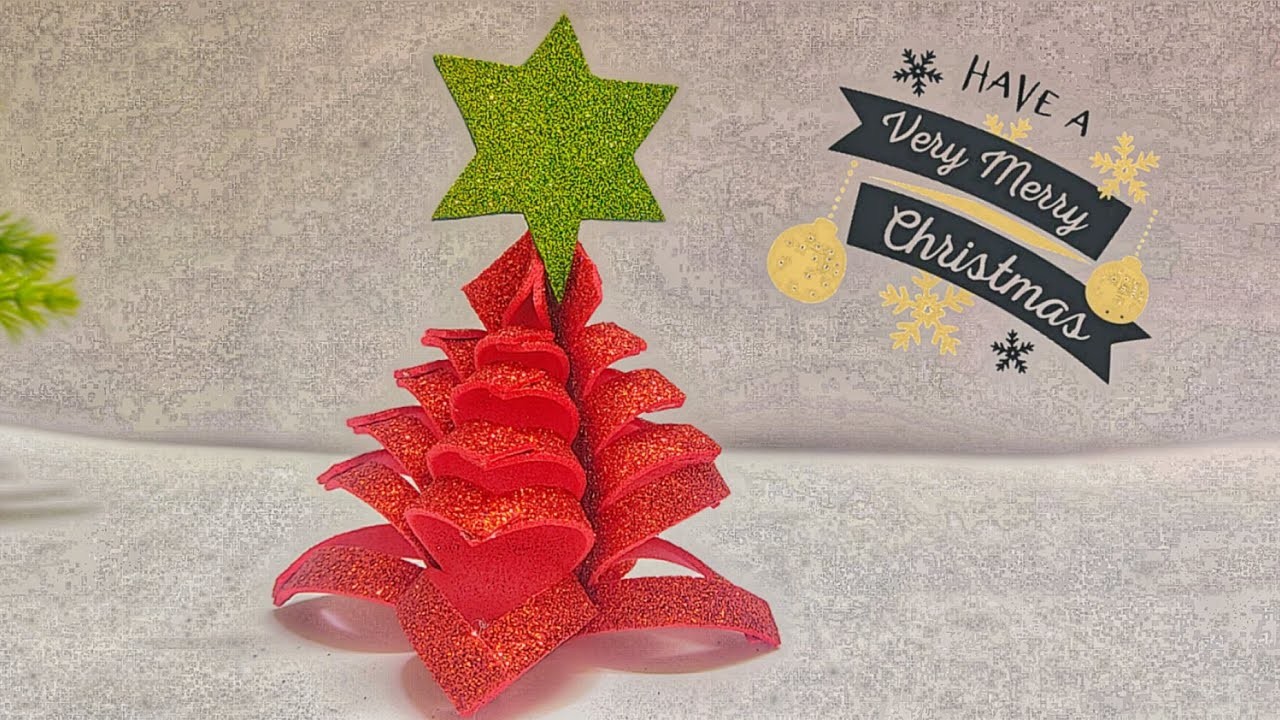 Christmas tree with glitter foam | How to make christmas tree | Christmas crafts